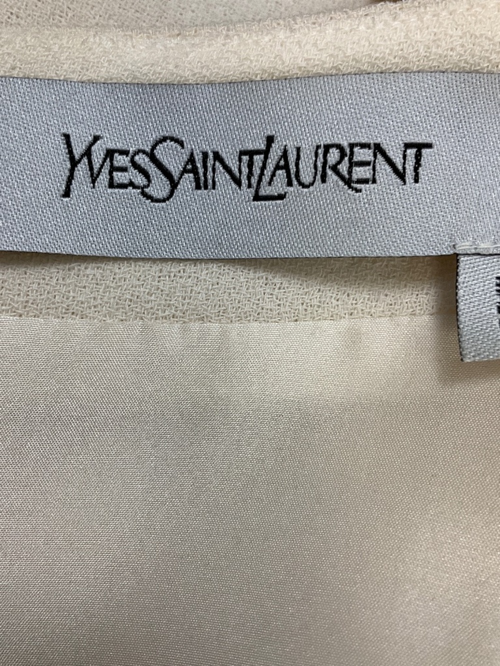 YVES SAINT LAURENT IVORY THREE QUARTER SLEEVED CREPE MIDI DRESS - Picture 4 of 5